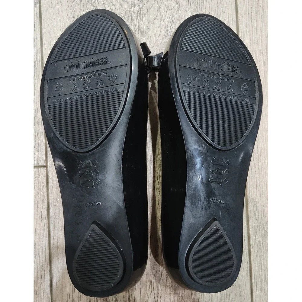 Mini Melissa Ultragirl Bow Ballet Flats Peep Toe Jelly Girls ‎ Size 3 Black